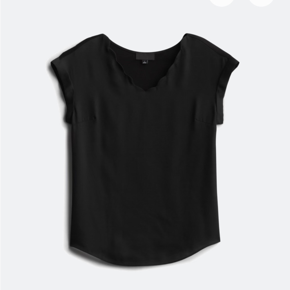 Fortune + Ivy Maren Mixed Material Scallop Detail Blouse - Picture 3 of 3